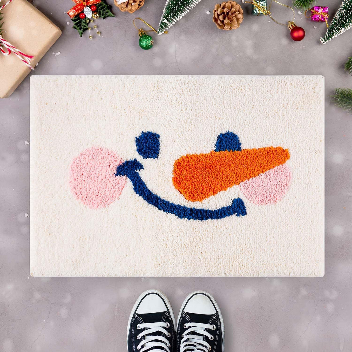 Christmas Faux Wool Rug for Absorbent Festive Floors