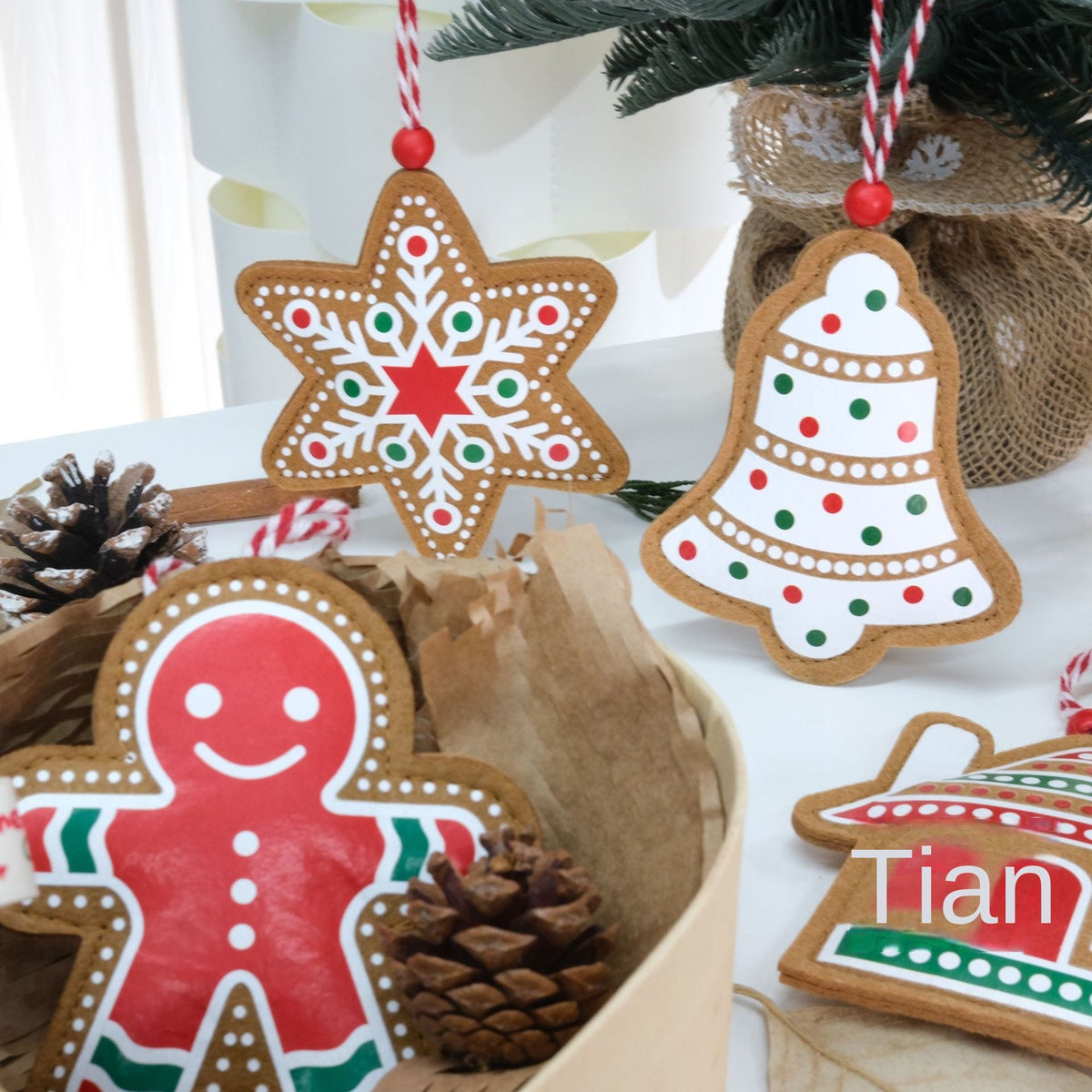 Christmas Felt Ornaments for a Cozy Gingerbread Tree