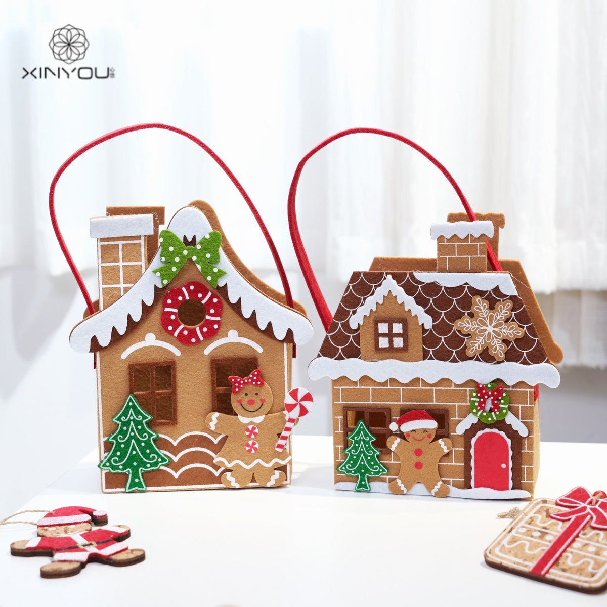 Christmas Felt Gift Bag for Gingerbread House Gifting