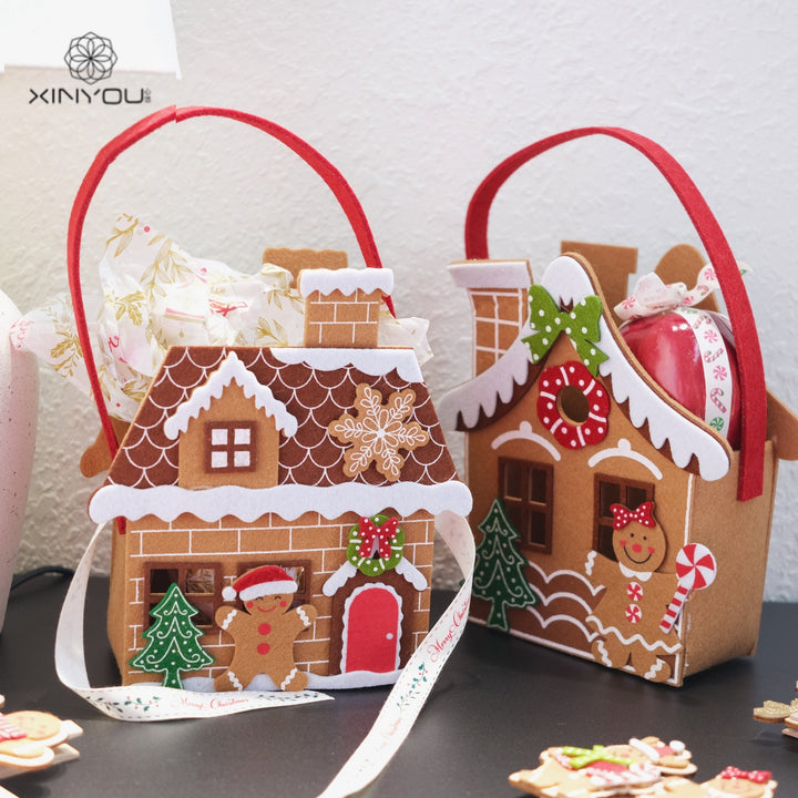 Christmas Felt Gift Bag for Gingerbread House Gifting