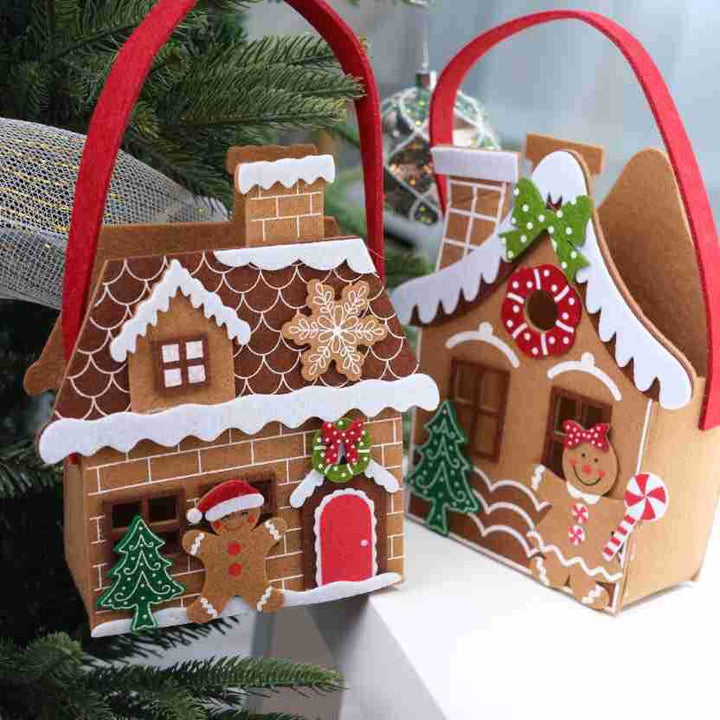 Christmas Felt Gift Bag for Gingerbread House Gifting