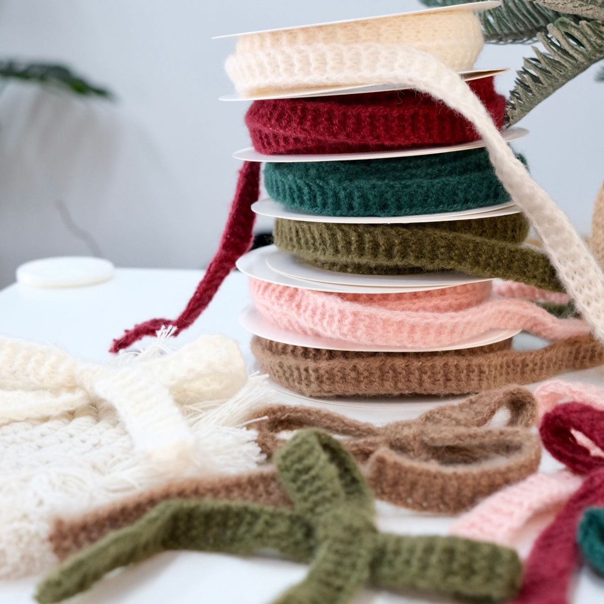 Knitted Yarn Ribbon for Cozy Christmas Gift Wrapping