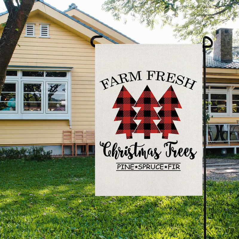 Christmas Garden Flag: Festive Linen-Look Yard Decor