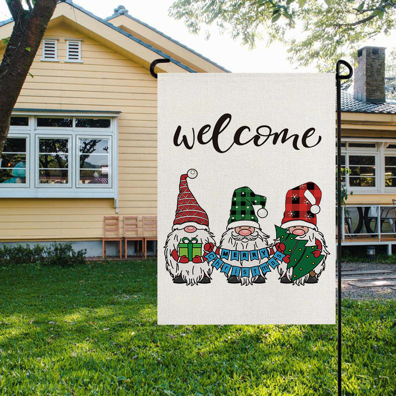Christmas Garden Flag: Festive Linen-Look Yard Decor