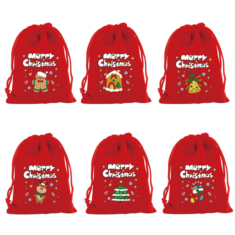Christmas Gift Bags Reusable Velvet Drawstring Pouches