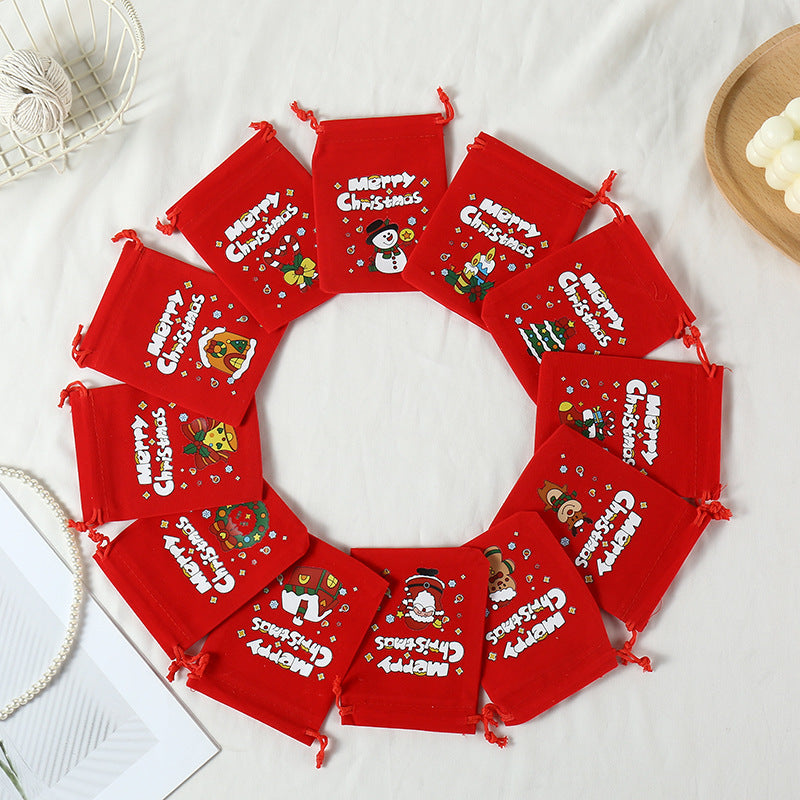 Christmas Gift Bags Reusable Velvet Drawstring Pouches