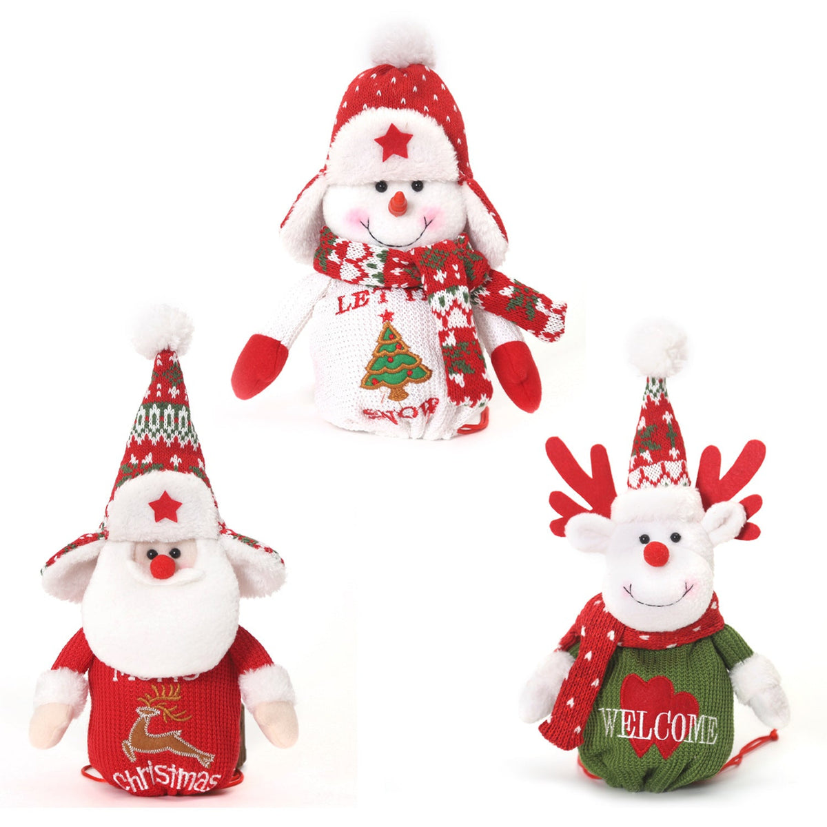 Christmas Plush Decorations Set for Festive Tabletop Cheer