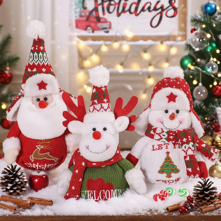 Christmas Plush Decorations Set for Festive Tabletop Cheer