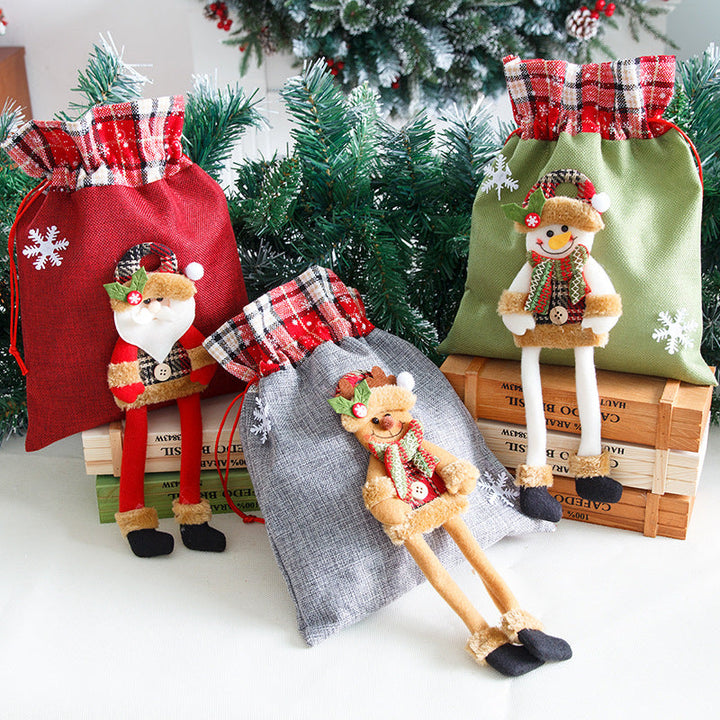 Christmas Gift Bag Reusable Holiday Candy Decor Pouch