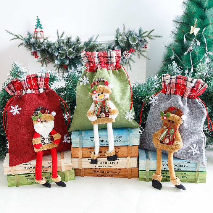 Christmas Gift Bag Reusable Holiday Candy Decor Pouch