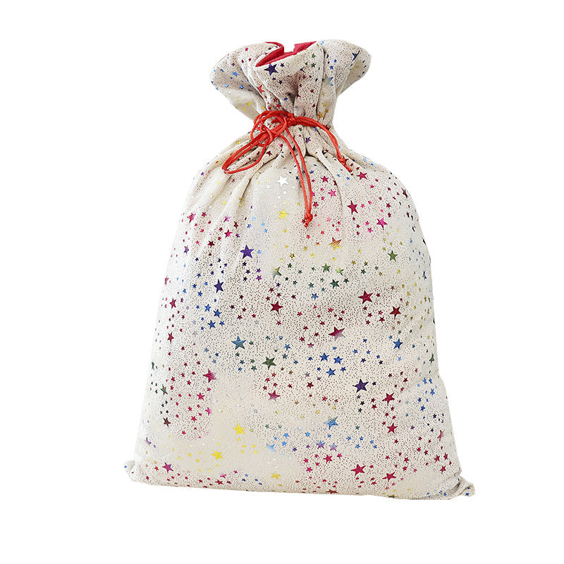 Reusable Christmas Gift Bag With Colorful Foil Stars