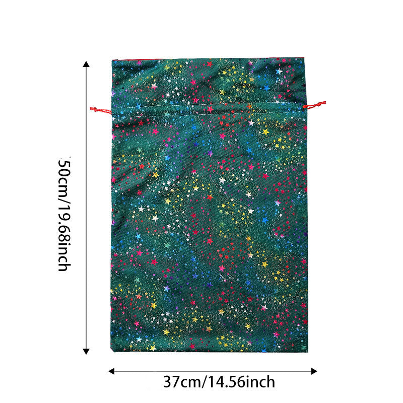 Reusable Christmas Gift Bag With Colorful Foil Stars