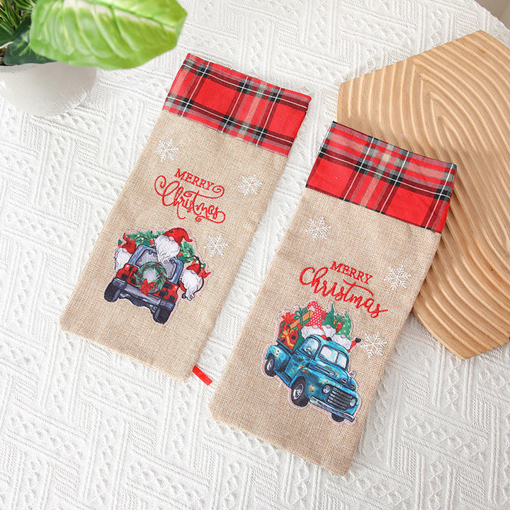 Christmas Gift Bag With Reusable Rustic Santa Design