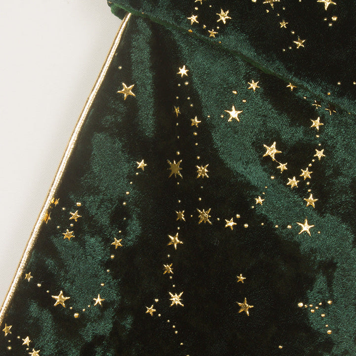 Velvet Christmas Stocking With Gold Star Gift Holder