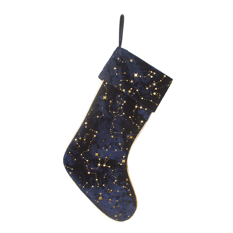 Velvet Christmas Stocking With Gold Star Gift Holder