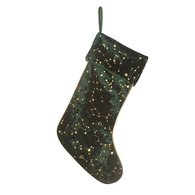 Velvet Christmas Stocking With Gold Star Gift Holder