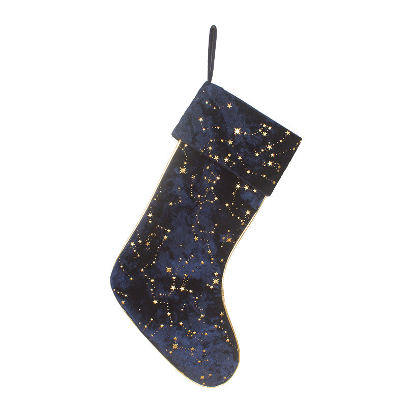 Velvet Christmas Stocking With Gold Star Gift Holder