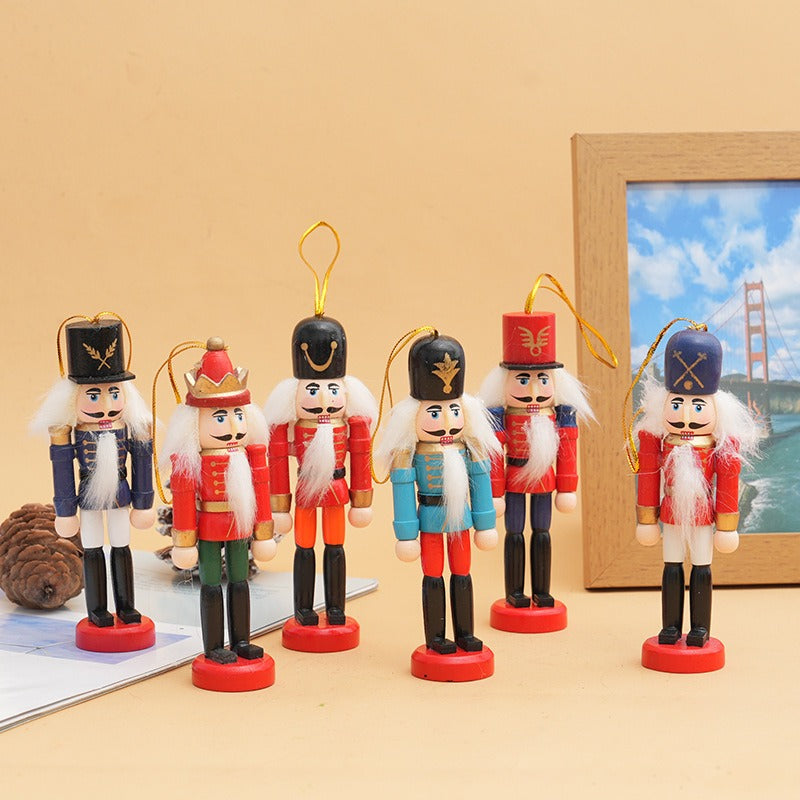 Wooden Nutcracker Ornaments, 6-Piece Christmas Set