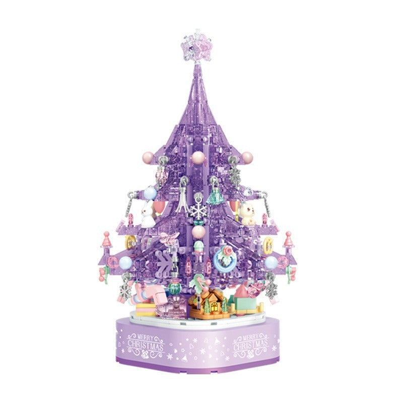 Purple Crystal Christmas Tree Music Box Decoration