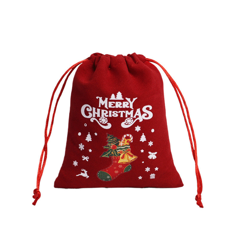 Christmas Velvet Drawstring Gift Bags Set for Favors