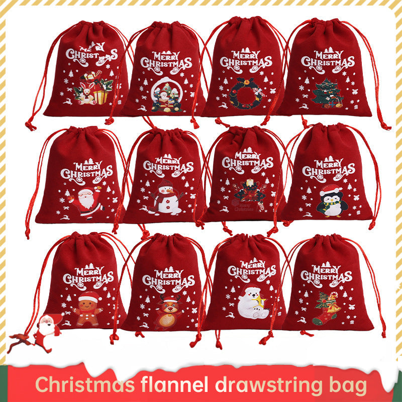 Christmas Velvet Drawstring Gift Bags Set for Favors