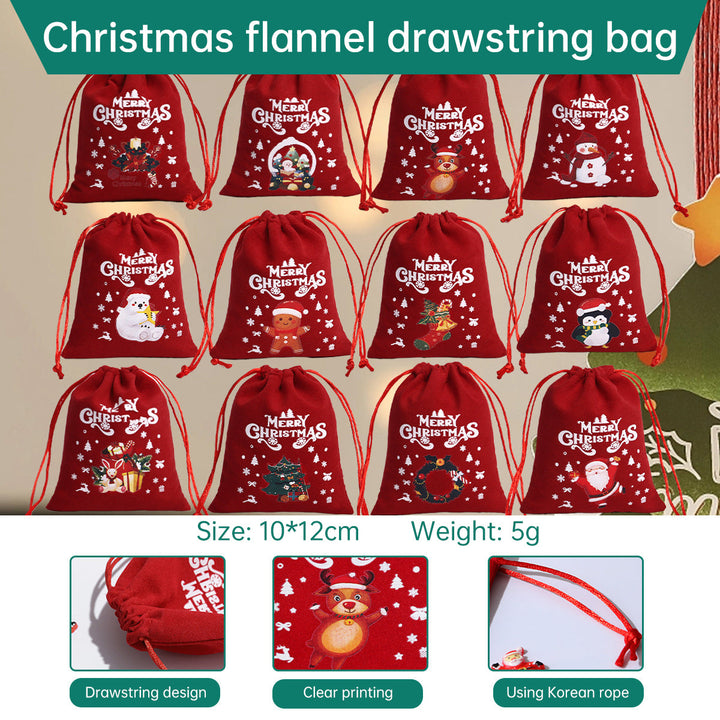 Christmas Velvet Drawstring Gift Bags Set for Favors