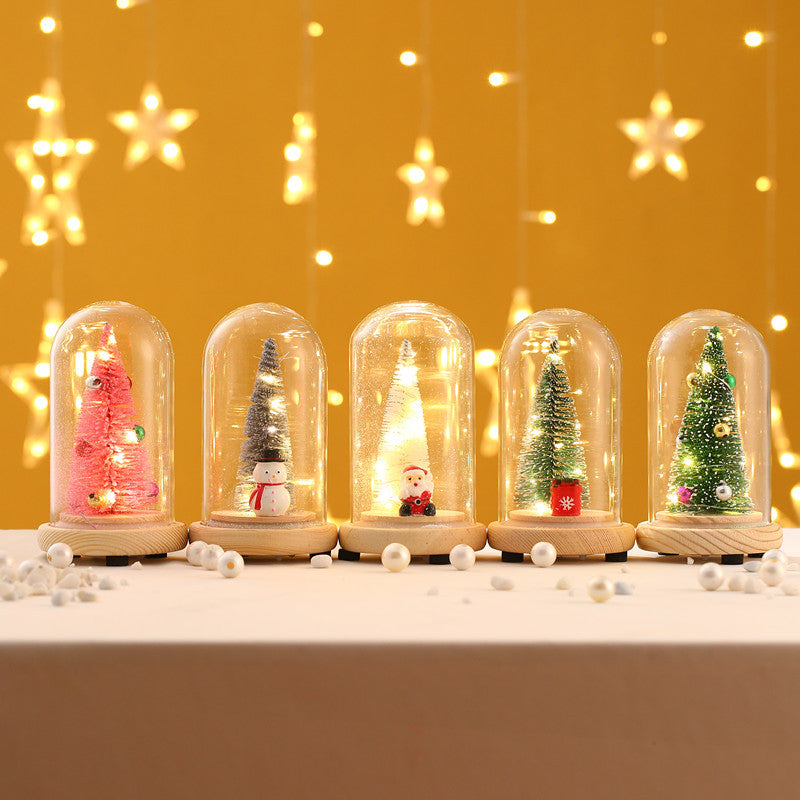 Christmas Glass Dome Tree Decor With Warm Holiday Glow