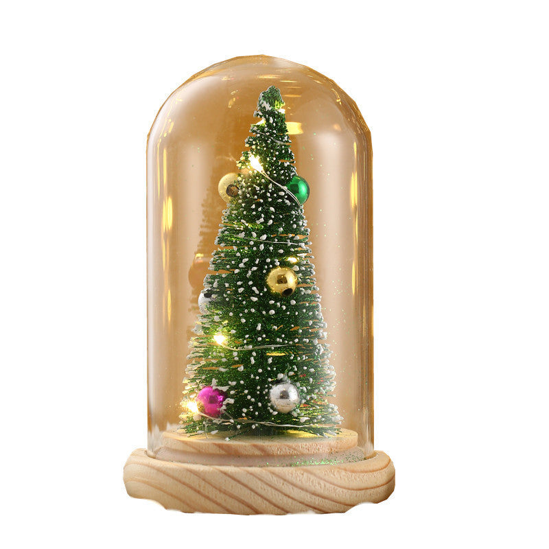 Christmas Glass Dome Tree Decor With Warm Holiday Glow