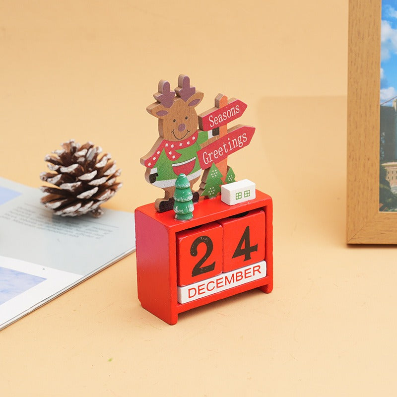 Wooden Christmas Calendar With Playful Holiday Decor