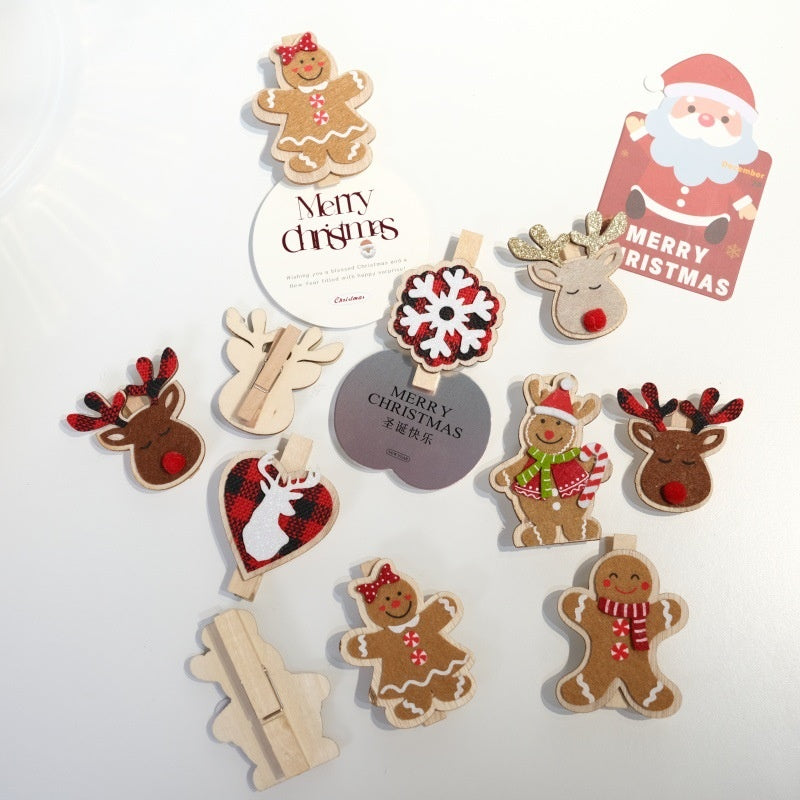 Christmas Wooden Clips for Gift Wrapping & Tree Decor
