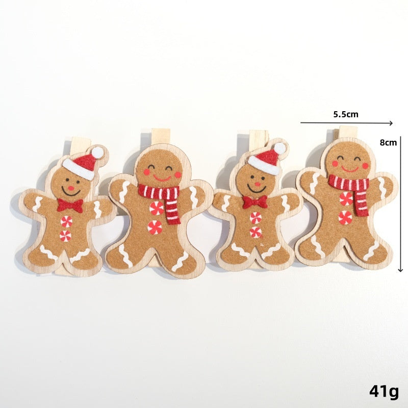 Christmas Wooden Clips for Gift Wrapping & Tree Decor