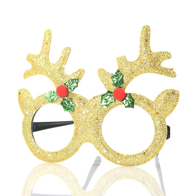 Christmas Party Glasses with Reindeer Antlers & Glitter
