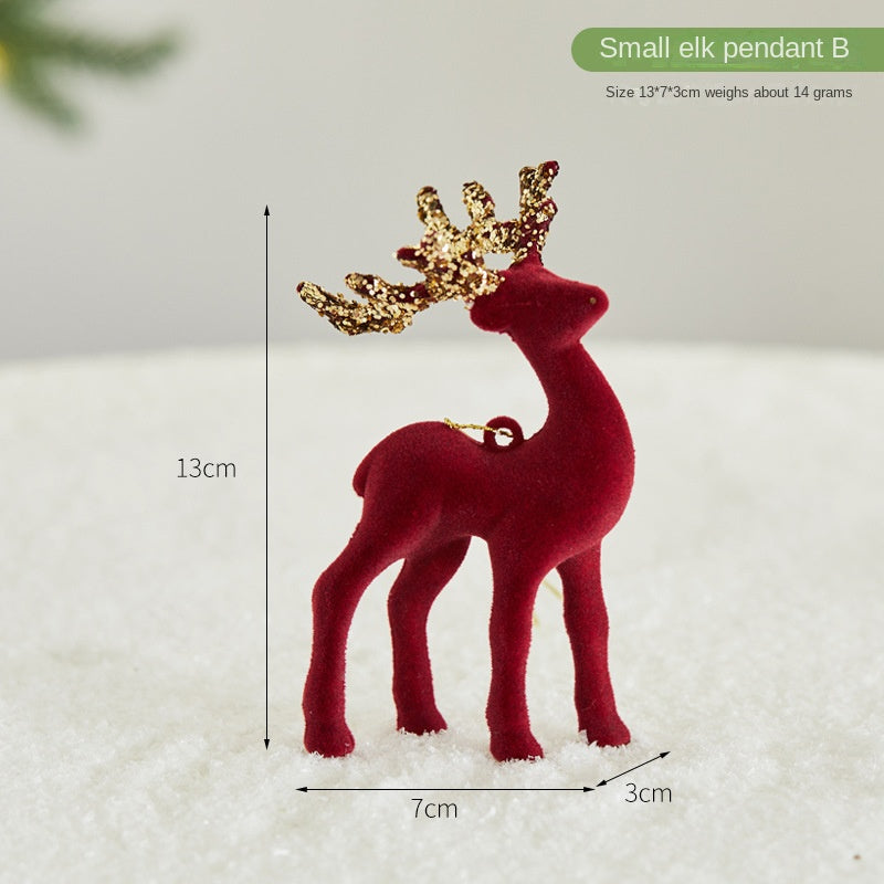 Glitter Flocked Reindeer Christmas Display Decor Set