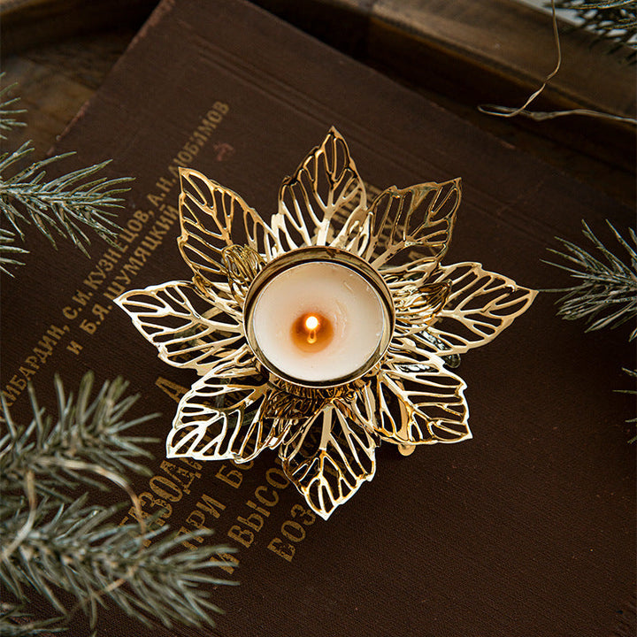 Christmas Candlestick Holder Golden Table Centerpiece