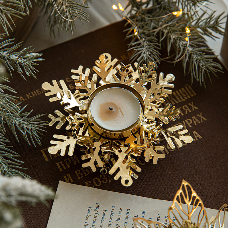 Christmas Candlestick Holder Golden Table Centerpiece