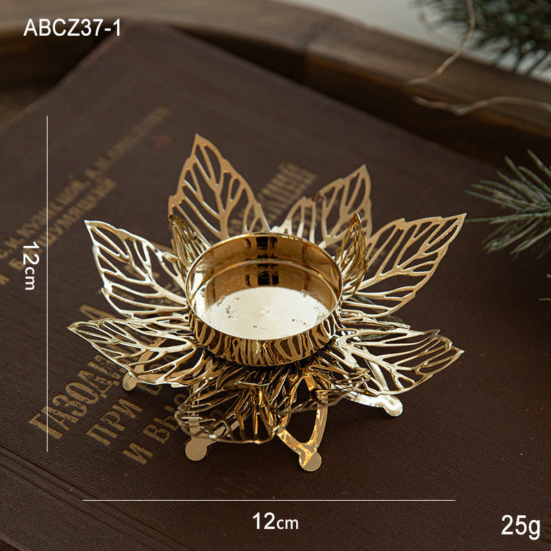 Christmas Candlestick Holder Golden Table Centerpiece
