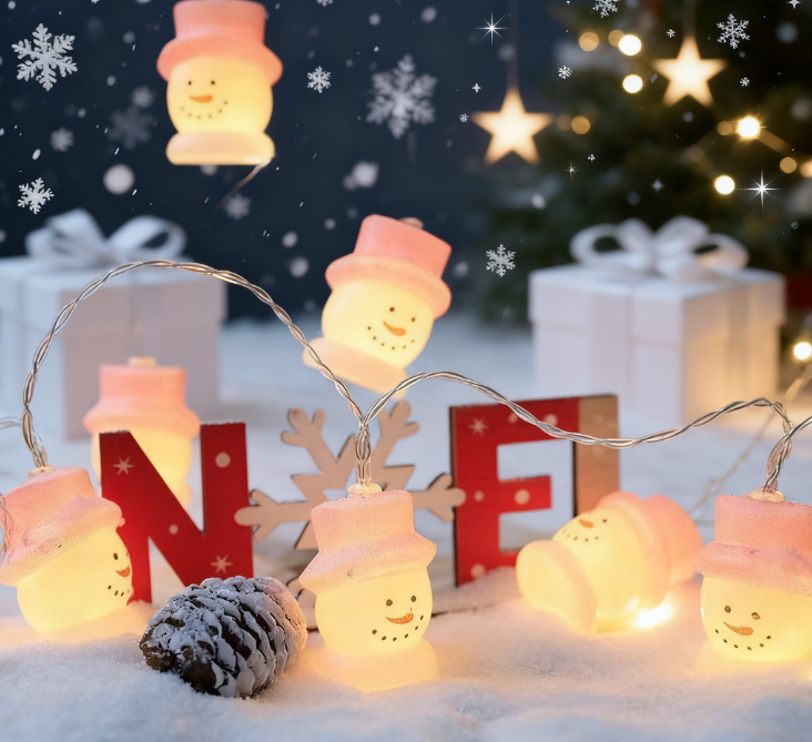 Snowman Christmas Lights: Cozy Warm White LED String