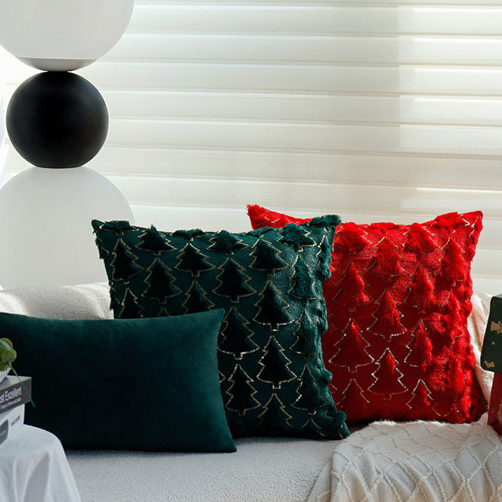 Christmas Sequin Pillow Cover | Plush Teal Tree Decor
