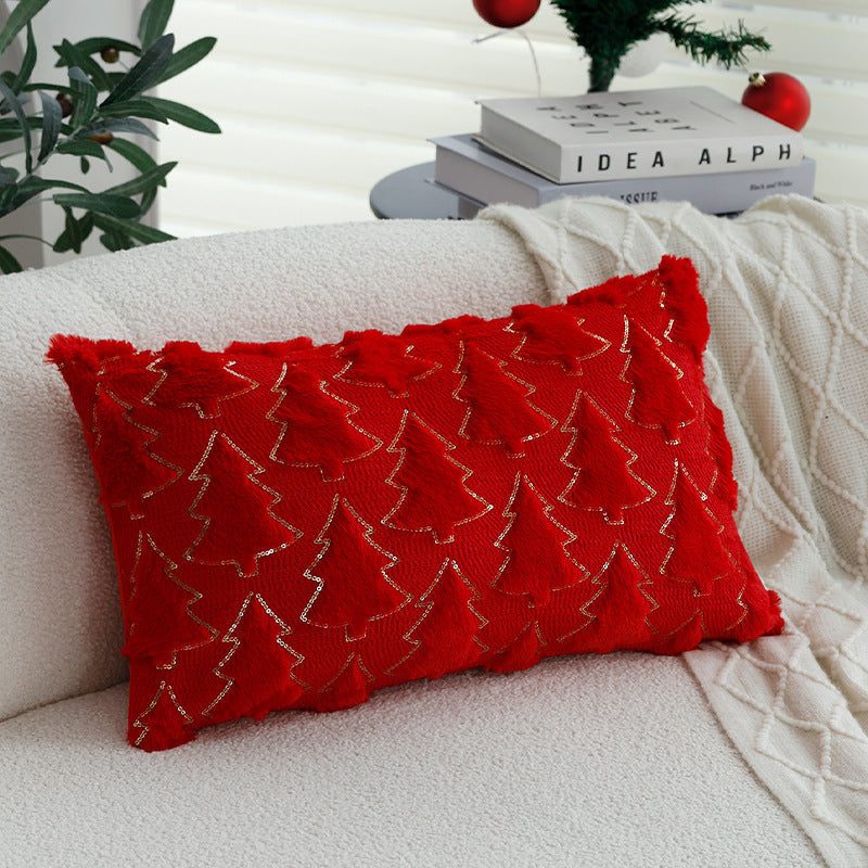 Christmas Sequin Pillow Cover | Plush Teal Tree Decor