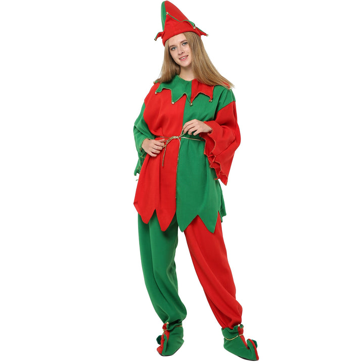 Women's Christmas Elf Costume Set With Hat & Shoe Covers