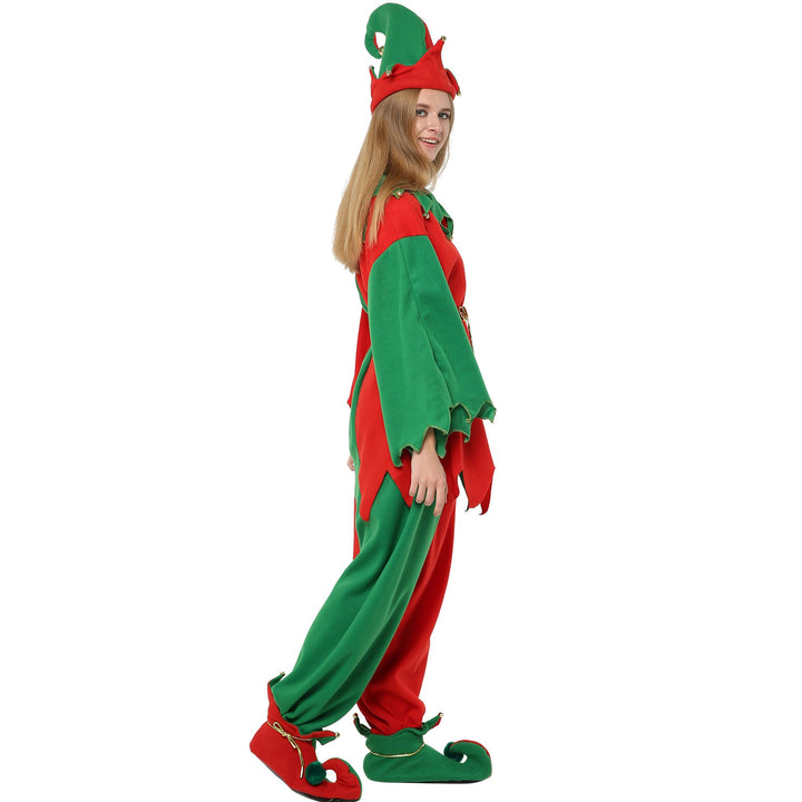 Women's Christmas Elf Costume Set With Hat & Shoe Covers