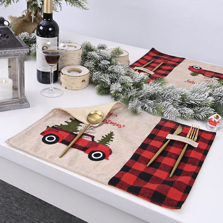 Christmas Placemats With Utensil Pocket & Rustic Charm