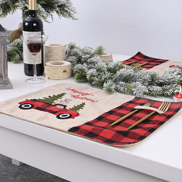 Christmas Placemats With Utensil Pocket & Rustic Charm