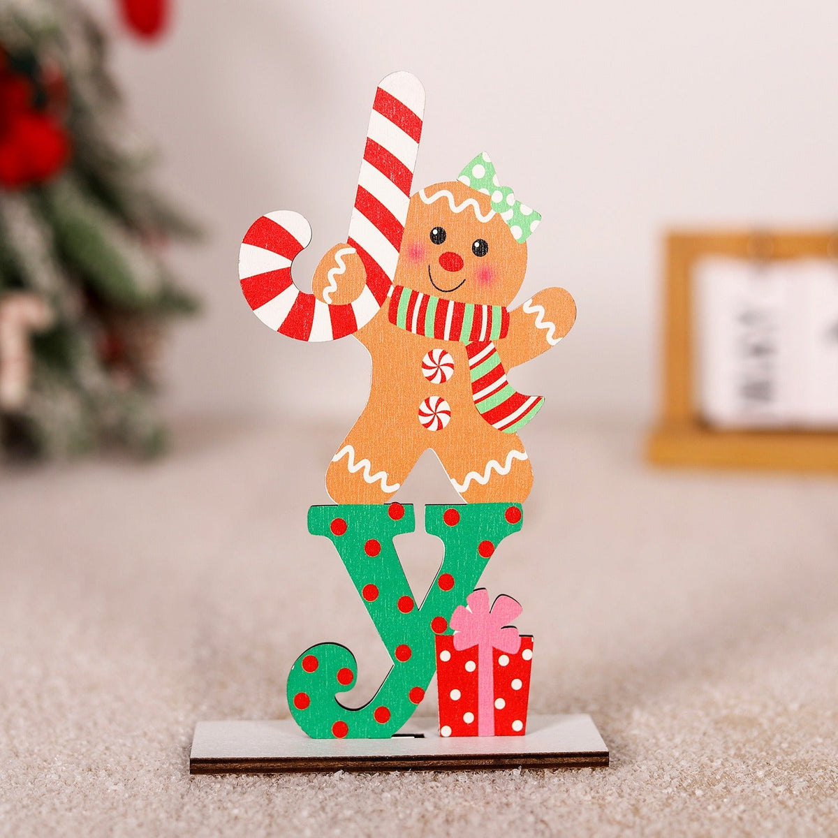 Wooden Christmas Table Decor for Playful Holiday Cheer