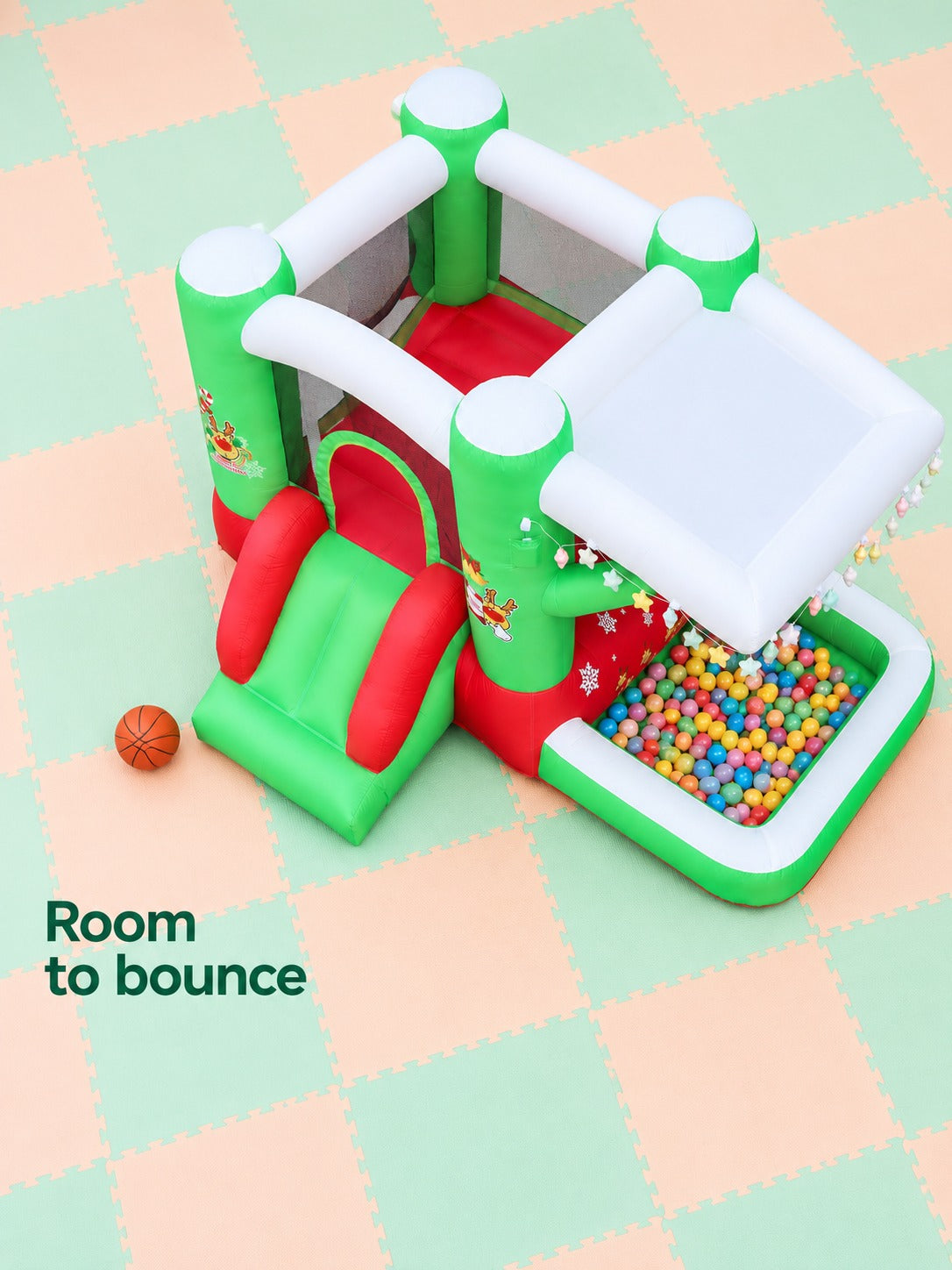 Christmas Inflatable Bouncer for Kids with Slide and Blower