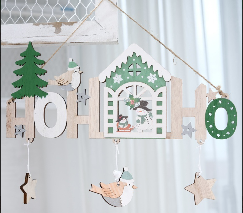 Wooden Christmas Hanging Sign for Festive Door Decor