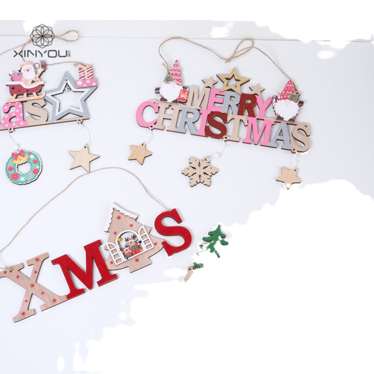 Wooden Christmas Hanging Sign for Festive Door Decor