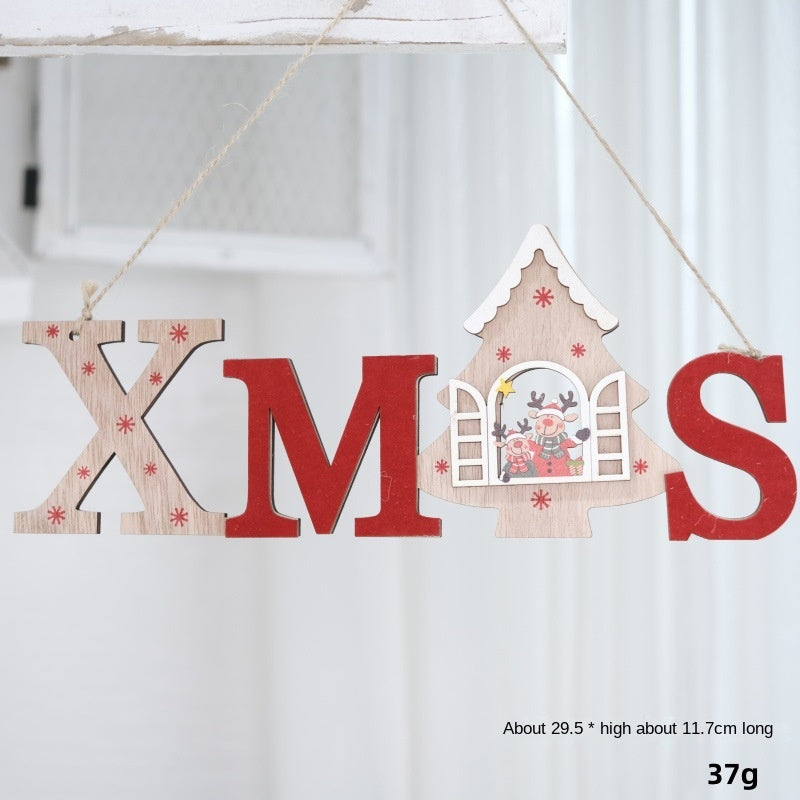 Wooden Christmas Hanging Sign for Festive Door Decor
