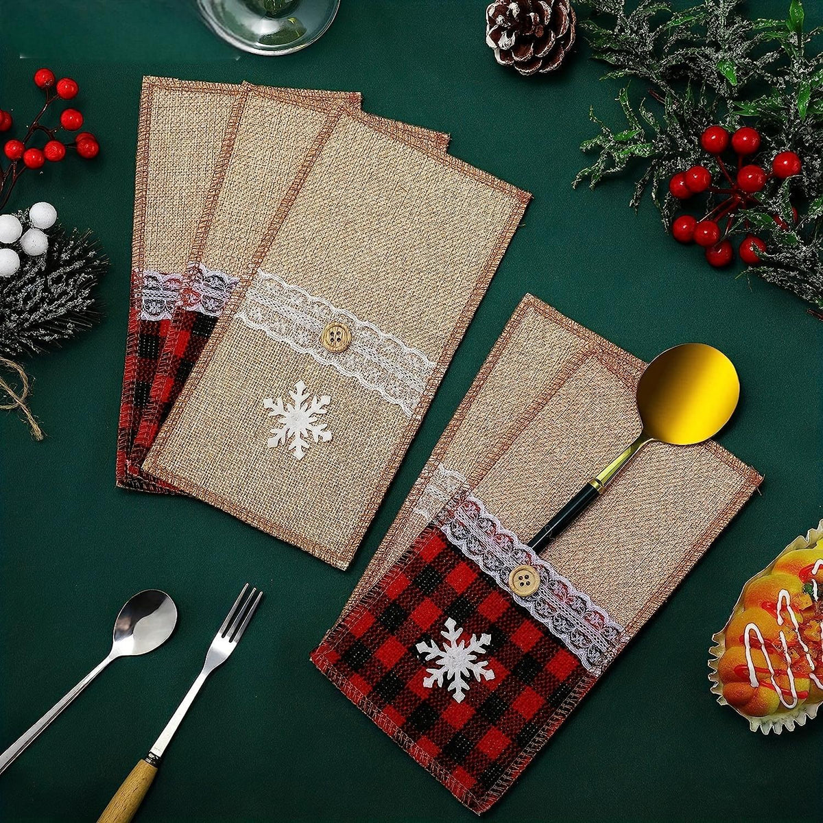 Christmas Cutlery Holder for Rustic Table Settings