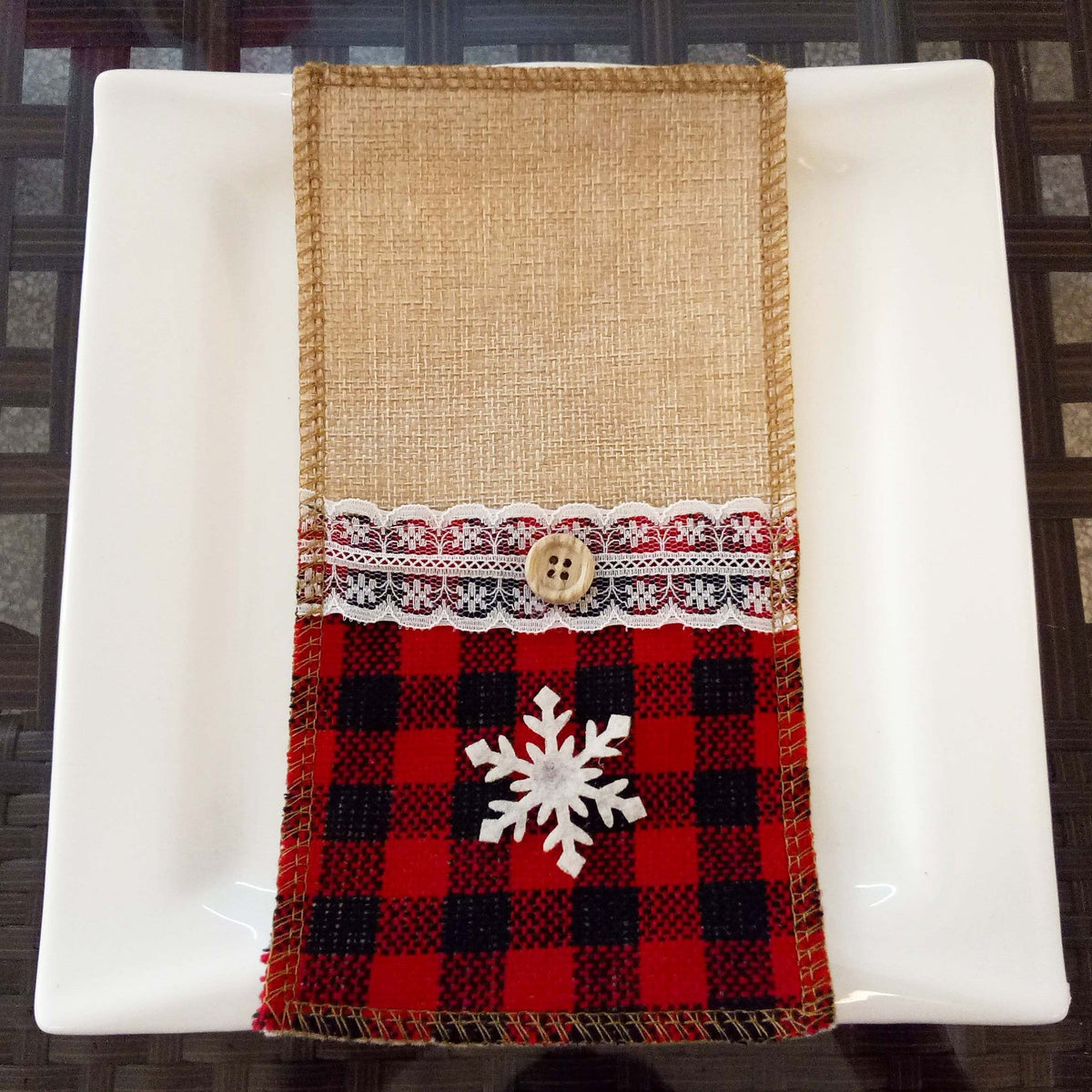 Christmas Cutlery Holder for Rustic Table Settings